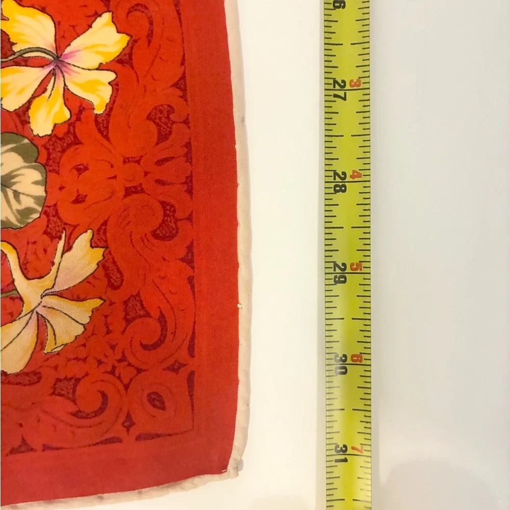 Christian Dior Floral Red and Cream Scarf